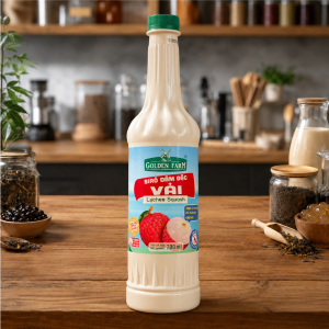 Siro Vải Đậm Đặc Golden Farm 700ml dùng pha trà vải và soda
